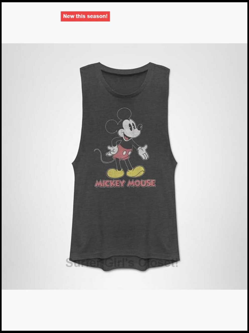 Disney Mickey Mouse Muscle Tank Top Sleeveless Scoop Neck Casual Tee